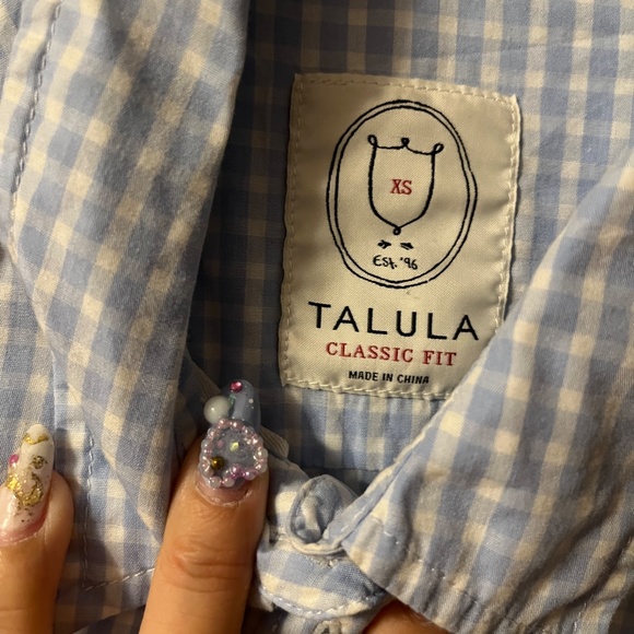 Aritzia Talula Blue Check Dress Shirt Blouse Oxford Cotton Classic Fit XS - Picture 3 of 3